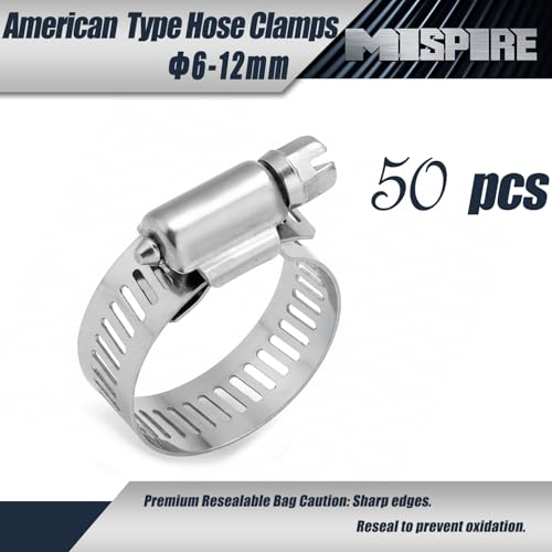 50PCS 6-12mm Adjustable Hose Clamps, SAE 4 (1/4" to 1/2") Hose Clamps Adjustable Perforated Worm Gear Clamps, Stainless Steel for Plumbing, Garden Hose, Fuel Line, General Household and Automotive - size: Φ6-12mm