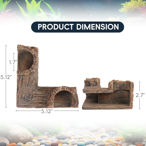 Fish Tank Corner Underground Hideout Cave Decor for Fish Shrimp Hiding Breeding, Aquarium Resin Decorations,Stump Style - style: Stump