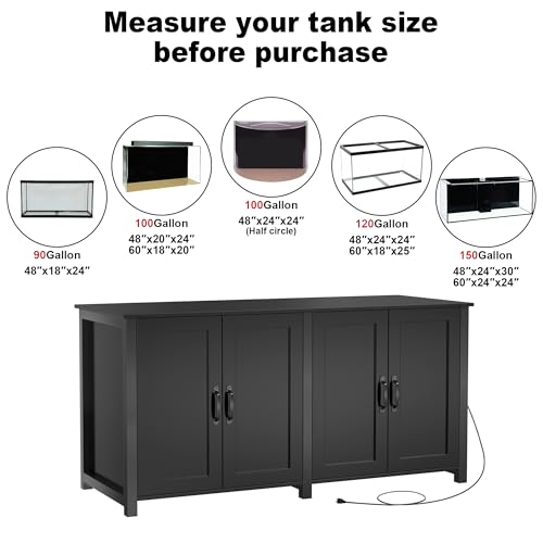 GDLF 100-150 Gallon Fish Tank Stand, 120 Gallon Tank Stand with 60"*24" Tabletop Fits 100/120/150 Volumns Aquariums,2200LBS Capacity Heavy Duty - size: 100-150 Gallon