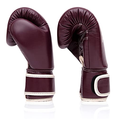 Fairtex BGV16 Compact Boxing Gloves, Leather Muay Thai MMA Kickboxing Gear - color: Maroon, size: 12 oz