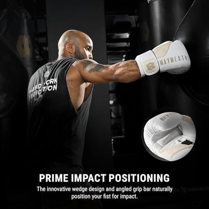 Hayabusa Mayweather Champ Boxing Gloves for Men and Women - color: White/Gold, size: 14oz
