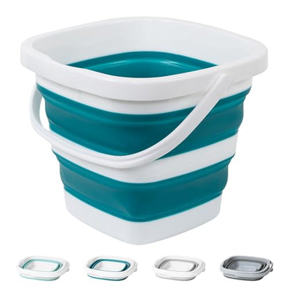 Collapsible Bucket, 1.32 Gallon 5L Small Mop Bucket for Cleaning, Car Washing, Portable Tub for Camping, RV, Beach, Sand, Fishing, Garden, Space Saving Plastic Water Basin Ice Buckets