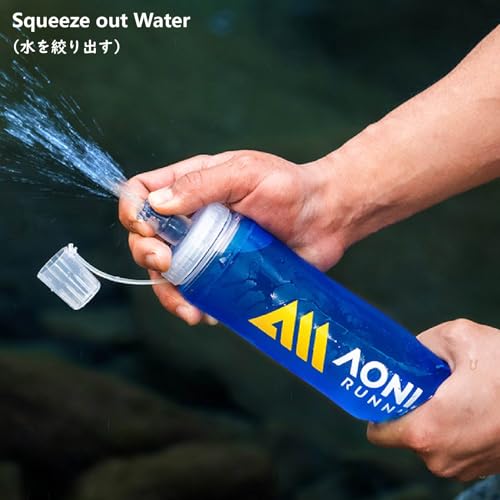 JEELAD Soft Folding Water Bottles TPU Collapsible Flask Hydration Pack Vest Ideal for Running Hiking Cycling Outdoor (03 Blue - 500ml(16.9oz)) - color: 03 Blue - 500ml(16.9oz)