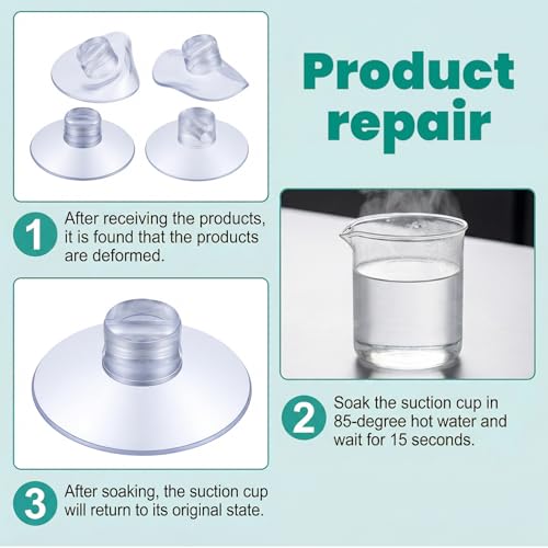 Bremorou 10Pcs Suction Cups For Shower - Heavy Duty Suction Cups, Shower Caddy Connectors, Clear PVC Suctions Pads, No Drilling Kitchen Rack for Bathroom Wall Door Glass Window
