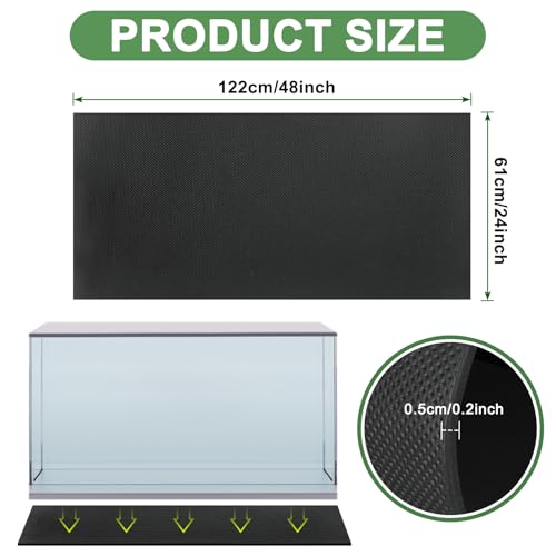 1 Pcs Aquarium Leveling Mat for Under Tank 48 * 24 * 0.2 Inches Neoprene Shockproof Non Slip Fish Tank Pad Waterproof Tank Base Cushion for Uneven Surfaces, Easy to Cut, Black