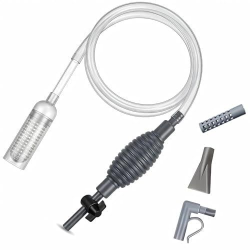 Aquarium Gravel Cleaner with Flow Control Valve – Medium Fish Tank Siphon Vacuum Pump for Gravel & Sand, Water Change, 5.7FT Hose, Fits 10–50 Gallon Tanks