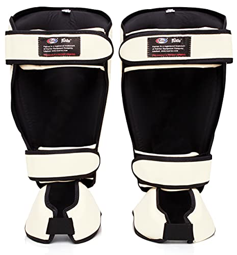 Fairtex SP7 Lightweight Shin Guards, Detachable Syntek Leather Shin Pads - color: White, size: Small