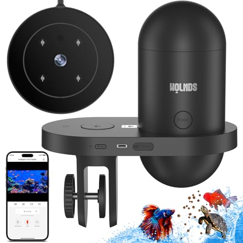 WiFi Automatic Fish Feeder with 2.5K Camera, 2.4/5G Smart App Remote Contro & Vacation Timer, 0.2g Precision Aquatic Pet Feeder, 230ML Moisture-Proof Fish Food Dispenser for 10+ Gallon Tank - color: Dark Grey