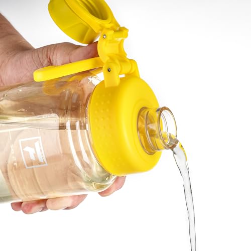 Fanhaw 32 oz Clear BPA-Free Tritan Water Bottle with Fast-Flow Spout Lid, BPA-Free & Leak-Proof Wide-Mouth Reusable Bottle for Gym, School & Office, Back to School Essentials (Imperial Yellow) - color: Imperial Yellow, style: 1 Pack