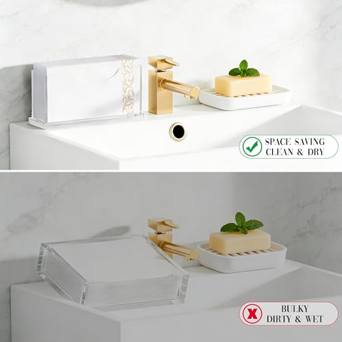 Guest Towel Napkin Holder Bathroom - Clear Waterproof Vertical Disposable Paper Napkins Hand Towel Holder Tray for Kitchen Dining Table Home Hotel Office Decorative - size: Vertical - Guest Towel Holder