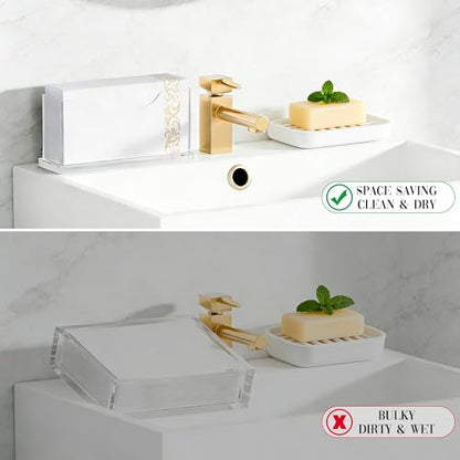 Guest Towel Napkin Holder Bathroom - Clear Waterproof Vertical Disposable Paper Napkins Hand Towel Holder Tray for Kitchen Dining Table Home Hotel Office Decorative - size: Vertical - Guest Towel Holder