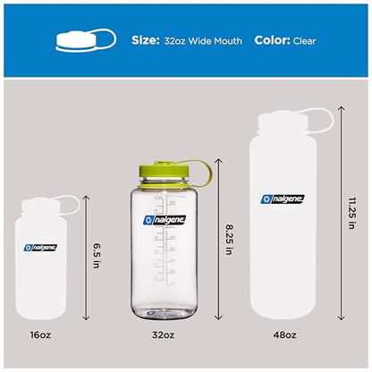 Nalgene Sustain 32 oz. Wide Mouth Water Bottle - color: Clear, size: 32 Ounces
