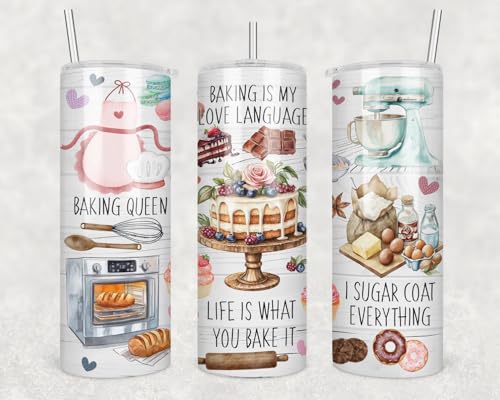 Baking Skinny Tumbler - Cute Baker Mug - Bakery Mug - Baking Life - Mental Bake - Loves Baking - Gift For Chef - Cooking - Cupcake - Dessert - Kitchen - 20Oz Skinny Tumbler