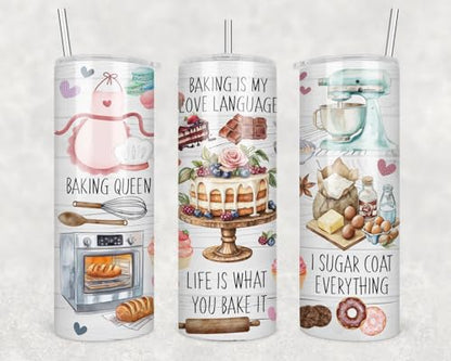 Baking Skinny Tumbler - Cute Baker Mug - Bakery Mug - Baking Life - Mental Bake - Loves Baking - Gift For Chef - Cooking - Cupcake - Dessert - Kitchen - 20Oz Skinny Tumbler