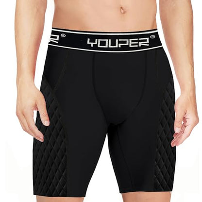 Youper Youth Elite Padded Baseball Sliding Shorts w/Soft Athletic Cup - color: Black/White, size: Small