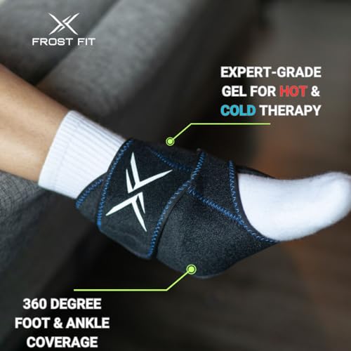 Ankle Hot/Cold Wrap - Gel Ice Pack for Pain Relief, Achilles Tendonitis, Top of Foot and Heel, Sprained Ankle