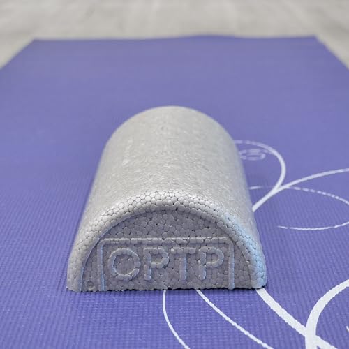 OPTP Silver AXIS Moderately Firm Foam Roller – Half-Round, Silver, 12" x 3" - size: 12" x 3" Half-Round