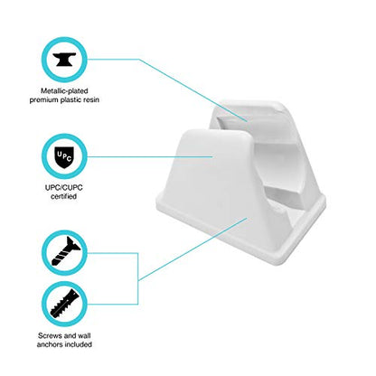 Dura Faucet DF-SA156-WT RV Handheld Shower Wand Bracket Holder - Mounting Screws Included (White) - color: White