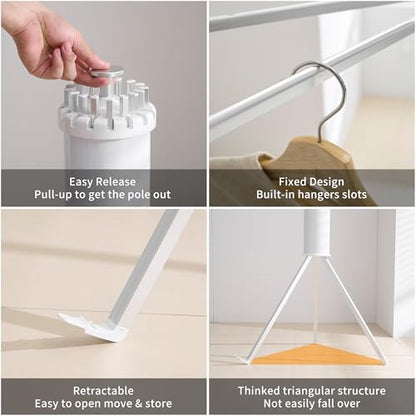 RFOUO Foldable Clothes Drying Rack Tripod with Aluminum-16rods - color: Silver