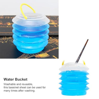 Paint Brush Washer, 3PCS Foldable Water Cup Watercolor Water Dispenser Watercolor Water Container Portable Paint Brush Holder Plastic Reusable Washing Bucket (M)
