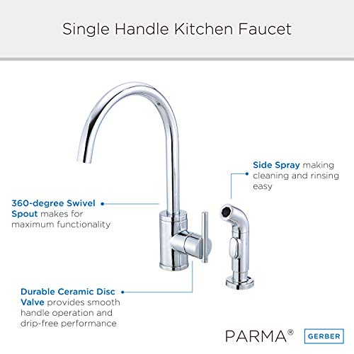 Danze D401058 Parma Single Handle Kitchen Faucet with Side Spray, Chrome - color: Chrome
