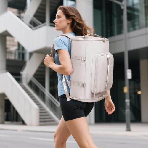 MIYCOO Gym Bag with Shoes Compartment, Duffle Bag, Backpack with Wet Pocket - color: White-Style1