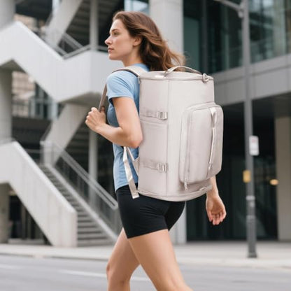 MIYCOO Gym Bag with Shoes Compartment, Duffle Bag, Backpack with Wet Pocket - color: White-Style1