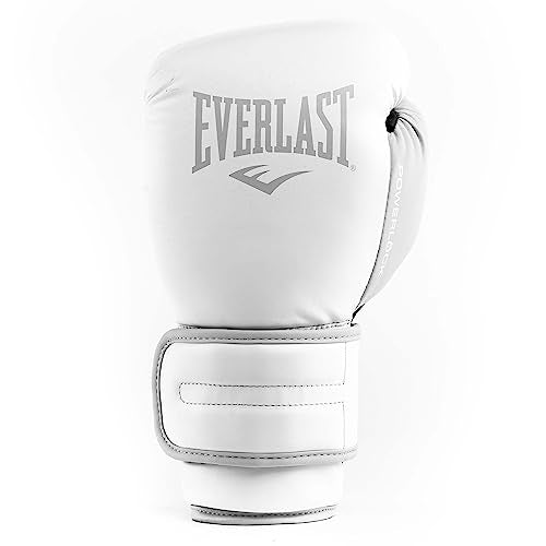Everlast Powerlock 2 Hook & Loop Boxing Gloves | Fight Training Gloves | Hook and Loop with Durable Hand & Wrist Support | Heavy Bag & Fitness Training - color: White / Gray, size: 12 oz (Pack of 2)