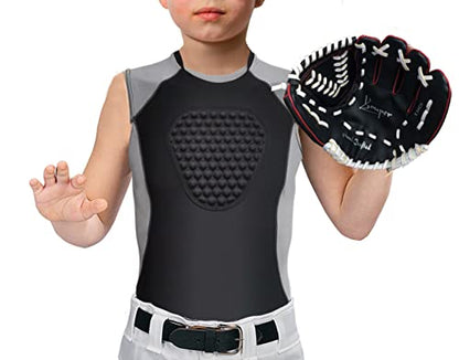 Youper Youth Baseball Chest Protector Shirt, Padded Heart-Guard/Sternum Protection for T-Ball, Football & Softball - size: Medium, style: Black Grey