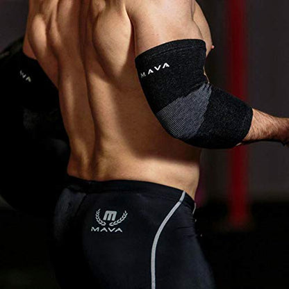 Mava Sports Elbow Sleeve Weightlifting Bamboo Charcoal Fiber Compression Support Sleeve for Tendonitis, Tennis, and Golf Elbow Relief – Reduces Elbow Joint Pain - size: X-Large