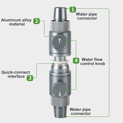 DONGKER Aquarium Double Tap Connector,Aluminum Alloy Quick Release Double Tap Valve with Water Flow Control Knob for Aquarium 12mm/16mm/20mm I.D. Water Pipe - size: 20mm