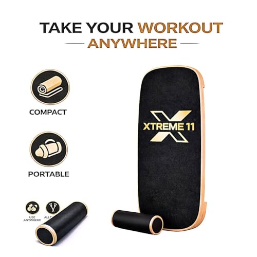 Wooden Balance Board Trainer for Adults – Core Strength & Stability Trainer for Surf, Skateboard & Snowboard Training – Non-Slip Balance Board for Home Gym Fitness