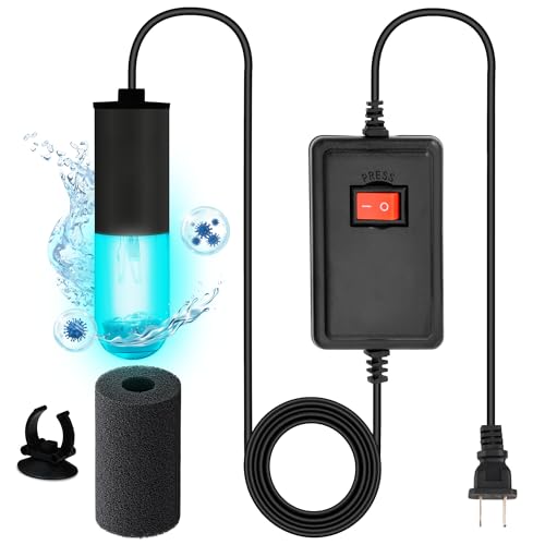 3W Aquarium UV Light for Fish Tank – Submersible UV-C Light for Aquarium Filter, Sump & Small Pond | 9.8 ft (3m) Power Cord | Water Clarity Support (Without Timer) - color: Without Timer, size: 3W UV Light
