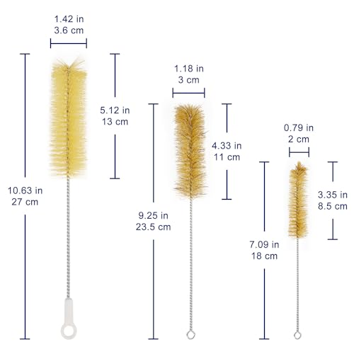 Test Tube Brushes, 10 Pack Bristle Test Tube Bottle Wash Cleaning Brushes with Radial Tufted End Suitable for Laboratory Use, Size L