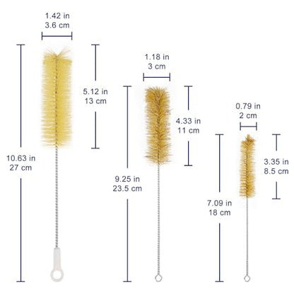 Test Tube Brushes, 10 Pack Bristle Test Tube Bottle Wash Cleaning Brushes with Radial Tufted End Suitable for Laboratory Use, Size L
