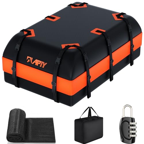 23 Cu Ft Car Rooftop Cargo Bag, Waterproof Soft Roof Top Luggage Carrier - size: 23 Cubic Feet-Orange