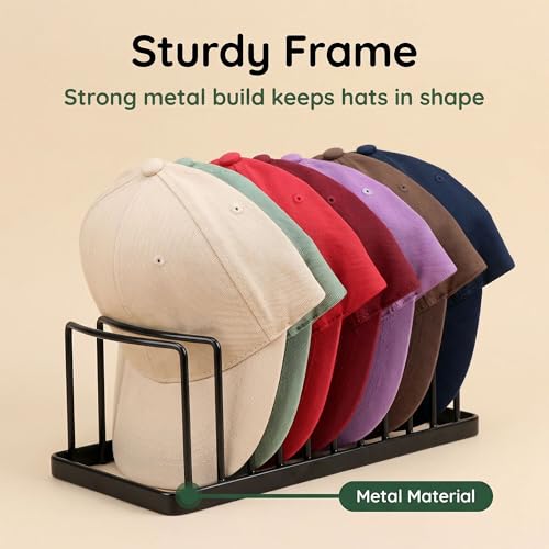 Hat Organizer for Baseball Caps - Hat Stand Hold 10 Caps | Space Saving Hat Holder, Heavy Duyt Hat Rack, No Assembly Required for Tabletop, Closet, Desk Preserves Hat Shape Black - color: Black 1 Pack