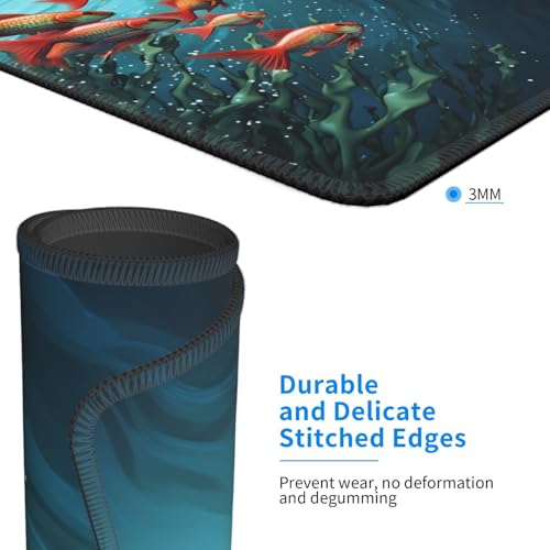 Mouse Pad with Stitched Edge Comfortable Mouse Mat with Non-Slip Rubber Base Gaming Mousepads Fish Aquarium Washable Mouse Pads for Computers Office Laptop 10 x12 inch