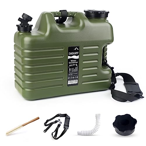 Digury 5 Gallon Water Jug, Camping Water Container BPA Free Water Storage with Spigot No Leakage Portable Emergency Water Tank for Outdoor Hiking Camping Picnic Supplies Green - color: Army Green, size: 640 Ounces