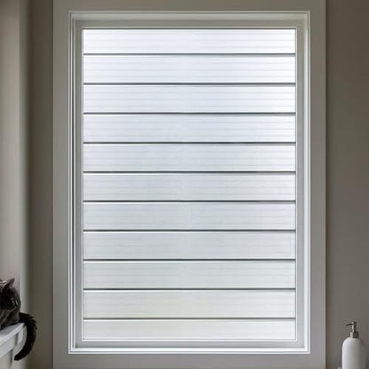 Privacy Window Film Frosted Window Cling Wide Strips Covering Non Adhesive Removable Window Sticker Glass Door Film UV Blocking for Home Office Living Room,17.5 x 78.7 Inches