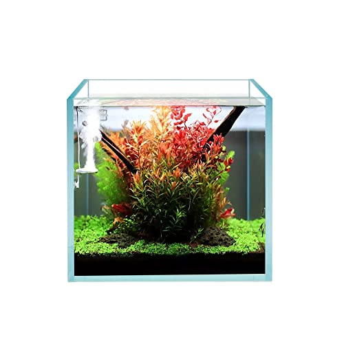 Cube Rimless Frameless Extra Clear All Glass Aquarium, Low Iron Glass Tank, 5mm Glass, White Leveling Mat Included, w/Lids Options - size: 7 GAL 11.8x11.8x11.8 in