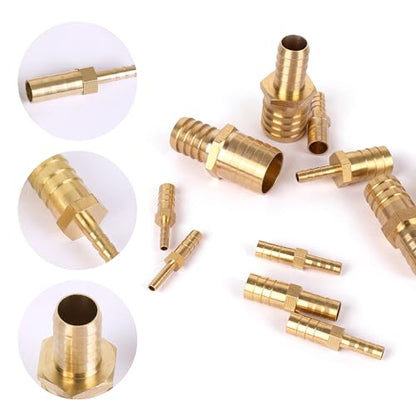 Brass Hose Barb Reducer 1/2" to 3/8" Barbed Reducer Fitting Reducing Splicer Mender Union Adapter for Air Water Fuel