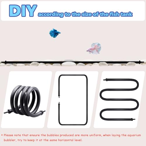 Aquarium Air Stones, 47.2in Long Deformable Rubber Fish Tank Bubbler, Air Bubble Wall Curtain Air Stones for Aquariums, High Dissolved Oxygen Diffuser Decorations for Saltwater Fresh Water
