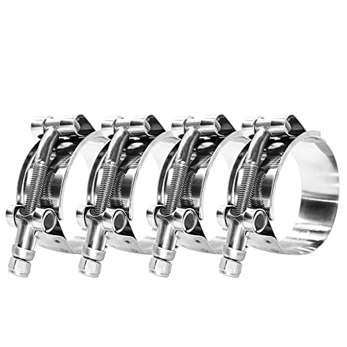 BOTTEN 4 Pack 1.5" T-Bolt Hose Clamp, Clamp Range 44-50mm for 1.5" Hose ID, hose clamps Stainless Steel, heavy duty,radiator hose clamps