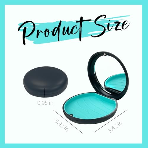 2 Pack Aligner Case with Mirror, Retainer Case for Invisalign - color: 1PC Black Cyan+1PC Black Purple