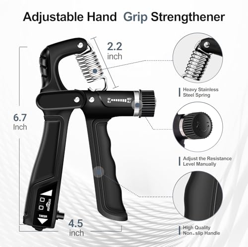 Grip Strength Trainer Kits (5 Pack), Forearm Strengthener with Adjustable Resistance, Grip Strength Tester, Finger Strengthener, Hand Gripper Strengthener for Muscle Building Injury Recover