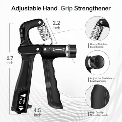 Grip Strength Trainer Kits (5 Pack), Forearm Strengthener with Adjustable Resistance, Grip Strength Tester, Finger Strengthener, Hand Gripper Strengthener for Muscle Building Injury Recover
