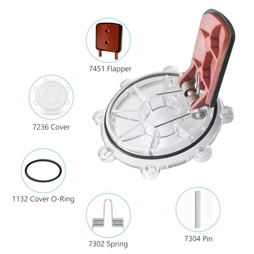 Pool 7056 Check Valve Cover with Flapper Assembly for Jandy Spring Check Valve Models 7235 7236 7305 7511 7512 (Include 7451 Flapper, 7302 Spring, 7304 Pin, 7236 Cover, 1132 O-Ring)