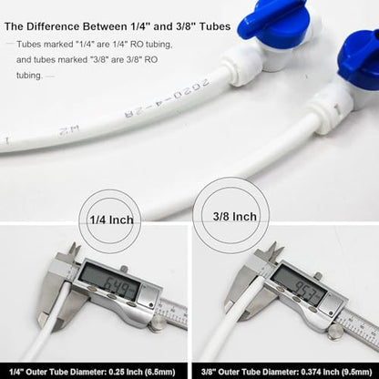 10ft 3/8" RO Water Line Kit: 3/8 Ro Tubing Quick Connect Fittings (3/8 Inch Water Line Ball Valve + Tee + Elbow + Straight) & Tube Cutter/Remover Tool for Water Purifiers & Refrigerator Systems