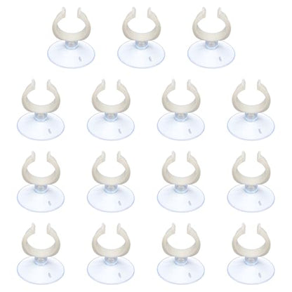 Aquarium Suction Cups, Fish Tank Suction Cups Clips Airline Tube Holders Clamps (Plastic, 15Pcs, Clear) for 1.1" Fish Tank Airline Tubing Binding Moss Shrimp Nest, 28x45MM